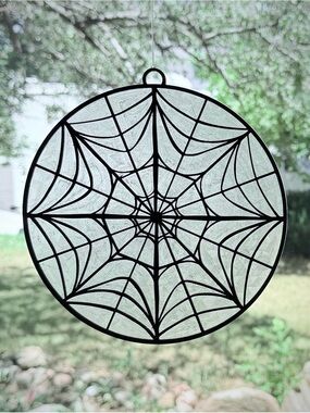Black Web Glass Suncatcher – Glass Art Window Hanging